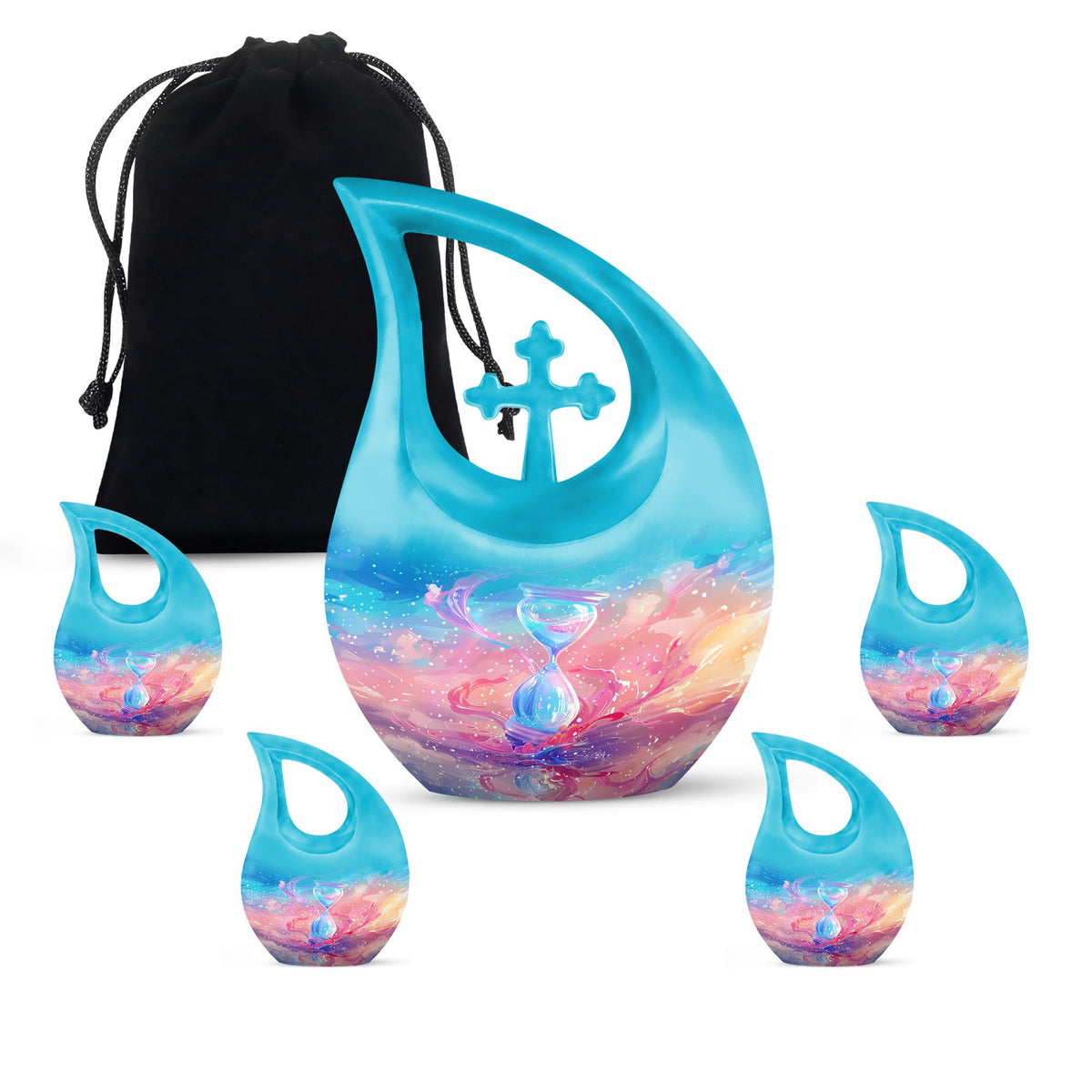 Sand Clock Urns For Ashes - Cremation Urns For Human Ashes Adult Black