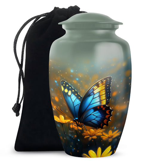 Majestic Blue Butterfly Ashes Urn - Funeral Urn For Cremation
