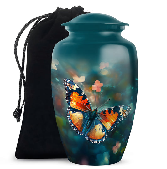 Orange Monarch Butterfly Cremation Urn - Urn For Ashes For Mom