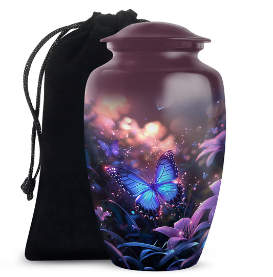 Blue Butterfly Urn For Burial - Beautiful Memorial Urn For Men & Women