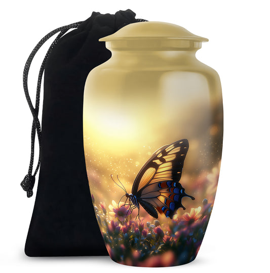 Yellow Monarch Butterfly Urn For Ashes - Burial Urns For Humans