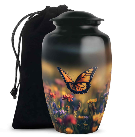 Monarch Butterfly Urn For Mother - Floral Fields Urns For Loved Ones