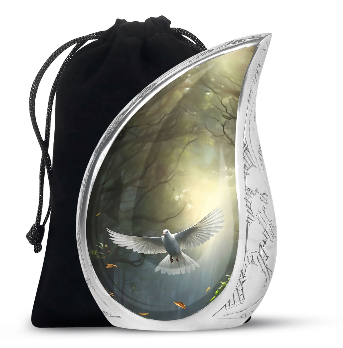 Mystical White Dove Cremation Urn - Forest Memorial Urn For Human Ashes