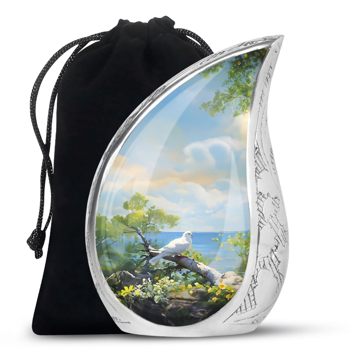 Artistic Theme Memorial Urn - Dove Bird Memorial Urn For Adult Ashes
