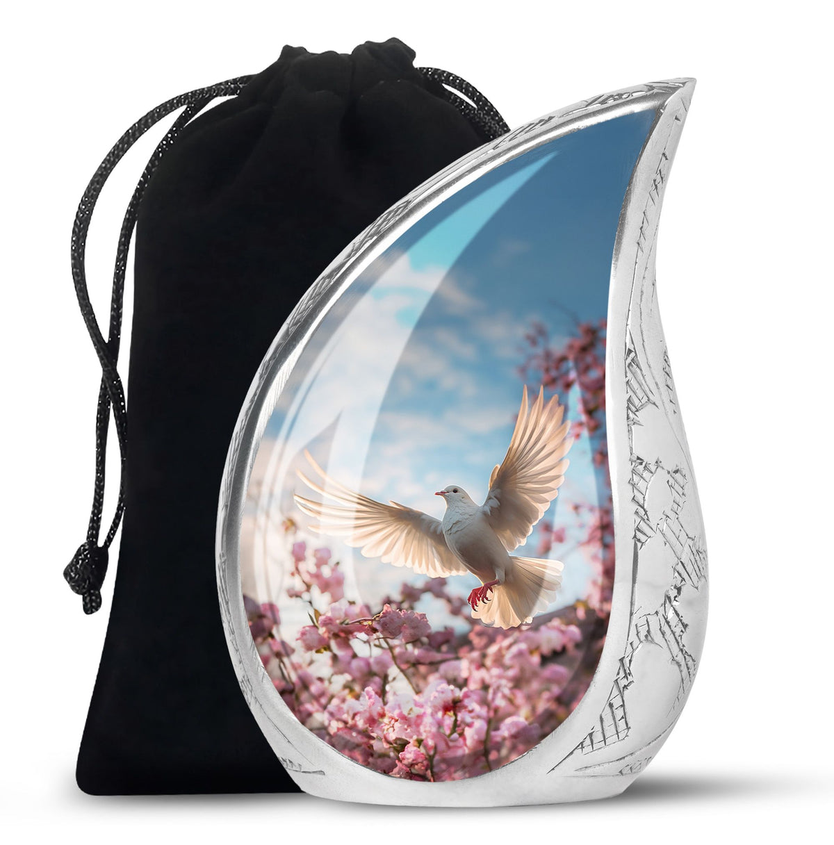 Beautiful Memorial Urn For Ashes - Dove Bird Theme CrematIon Urn