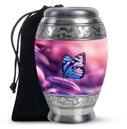 Blue Butterfly Urns For Ashes - Pink Cremation Urn For Funeral