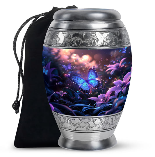 Blue Butterfly Urn For Burial - Beautiful Memorial Urn For Men & Women