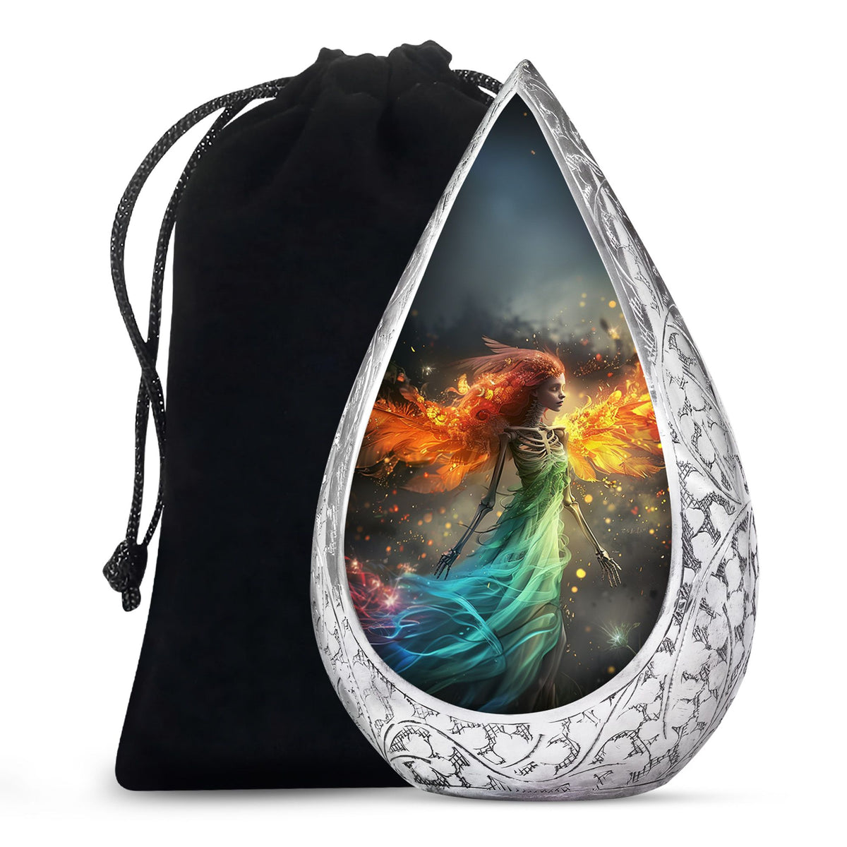 Flame Wing Angel Memorial Urn - Dark Cremation Urn For Male & Female