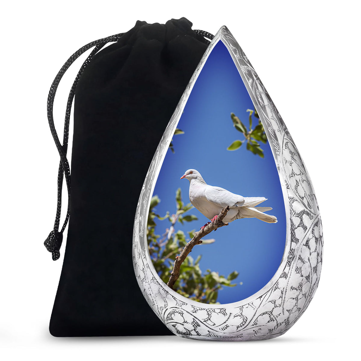White Bird Memorial Urn - Dove Theme Cremation Urn For Loved Ones