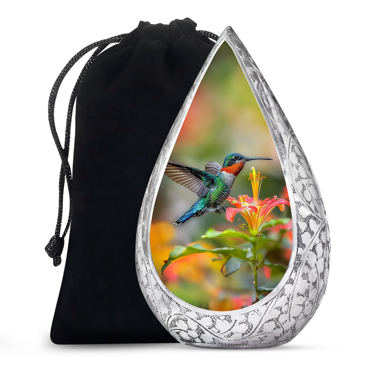 Colourful Hummingbird Memorial Urn - Beautiful Cremation Urn For Adult Ashes