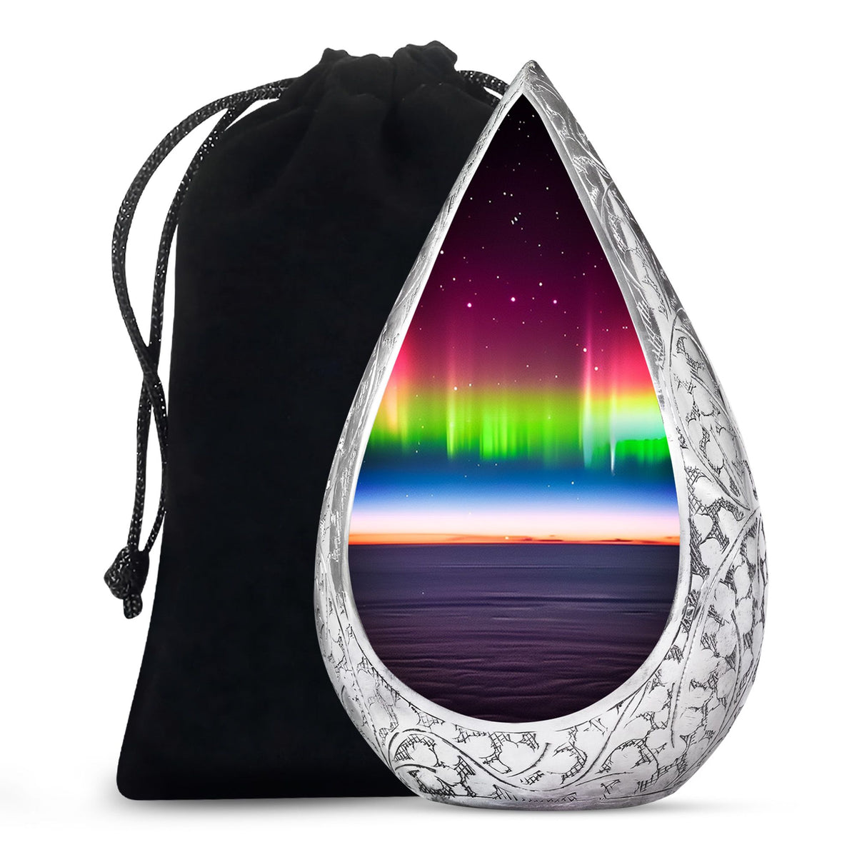 Aurora Borealis Night Memorial Urn - Beautiful Cremation Urn For Adults