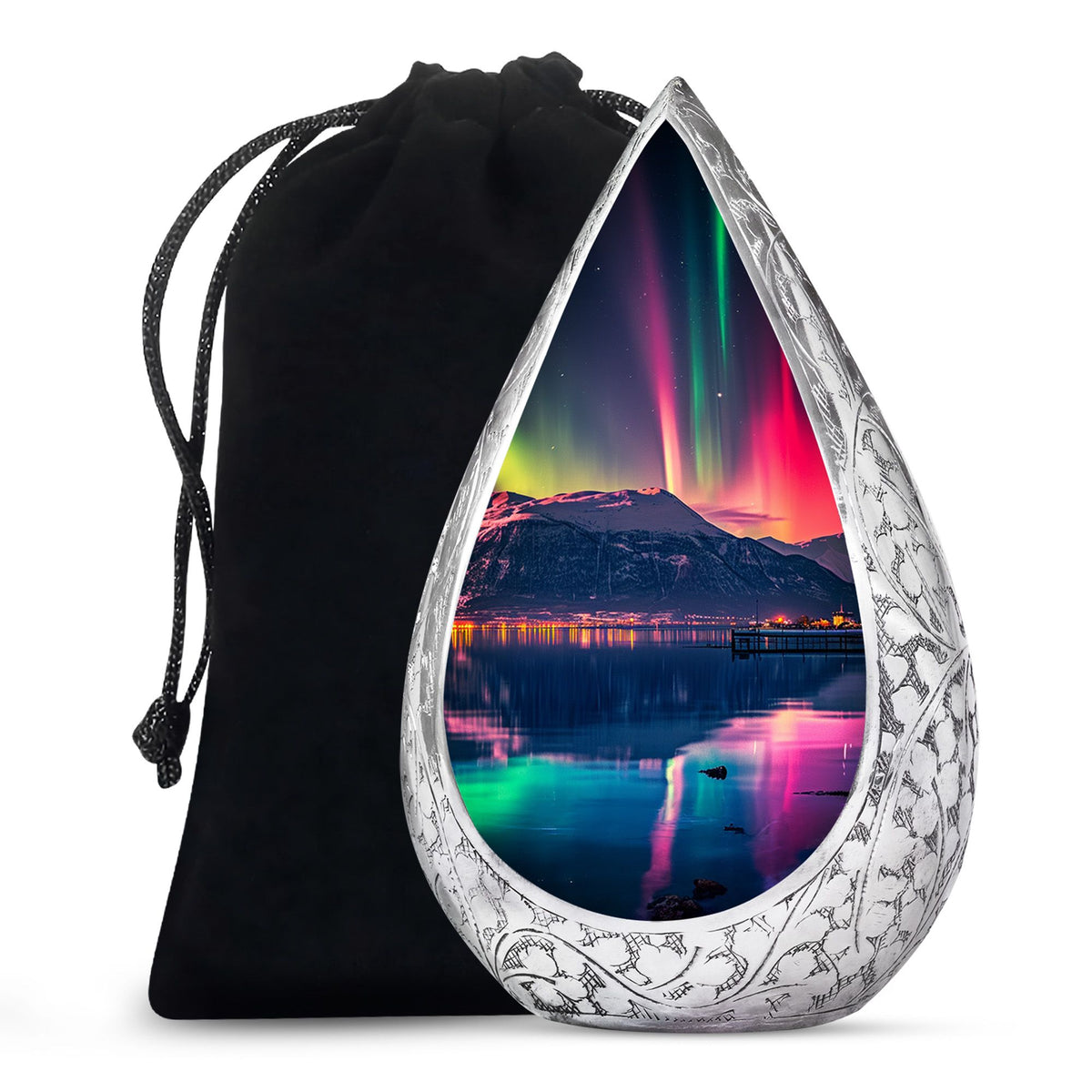 Aurora Borealis Funeral Urn - Northern Lights Memorial Urn For Human Ashes