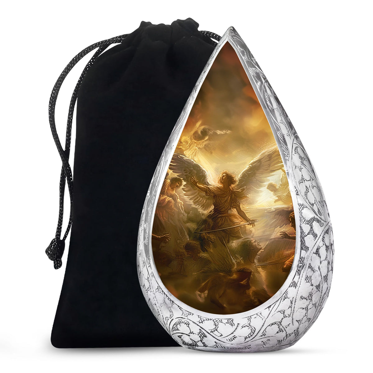 Golden Angel Cremation Urn - Aluminium Memorial Urn For Female