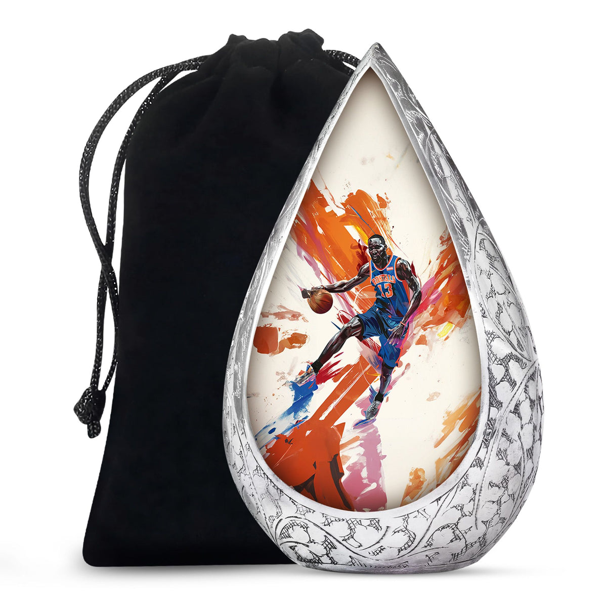 Basketball Player Theme Funeral Urn - Large Aluminum Urn For Male & Female