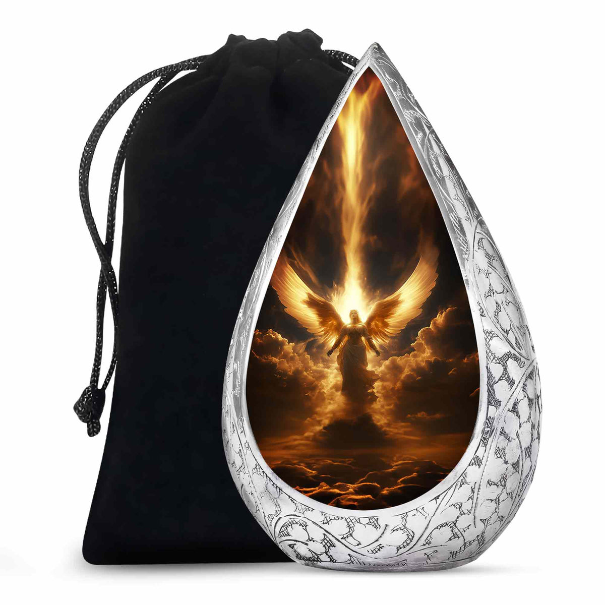 Heavenly Guardian Angel Funeral Urn - Golden Cloud Memorial Urn For Ashes