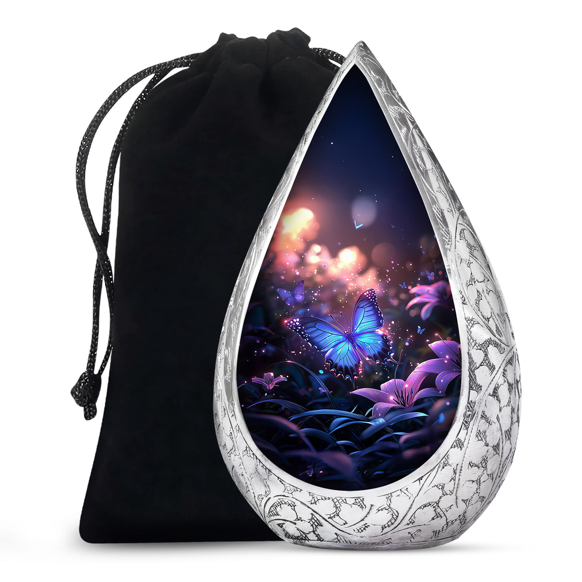 Blue Butterfly Urn For Burial - Beautiful Memorial Urn For Men & Women