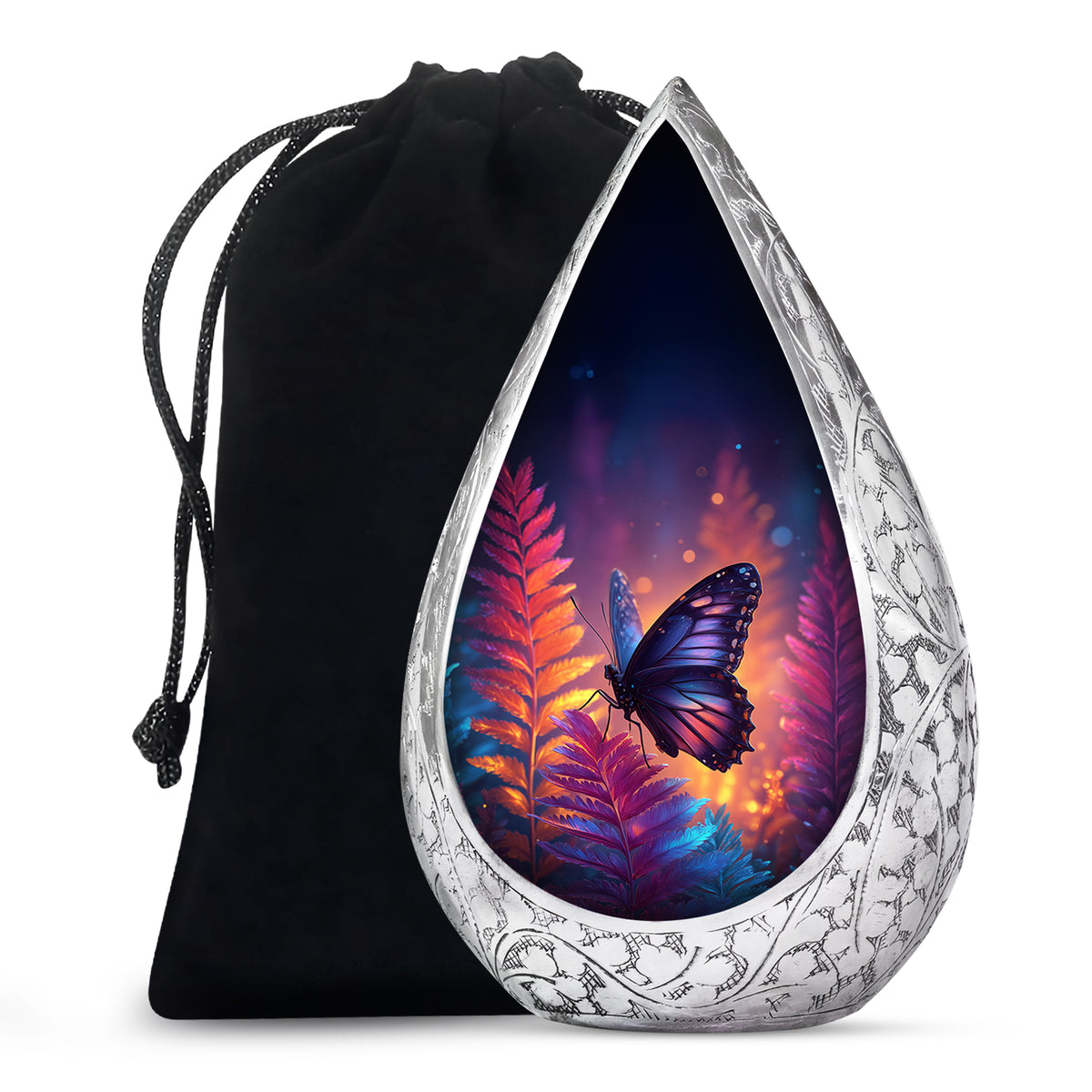 Purple Butterfly Burial Urn - Large Funeral Urns For Mom Ashes