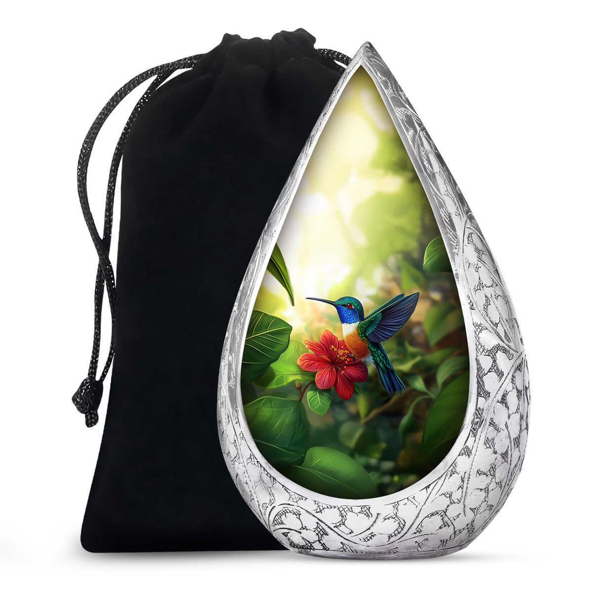 Green Memorial Urn - Hummingbird Funeral Urn For Loved Ones