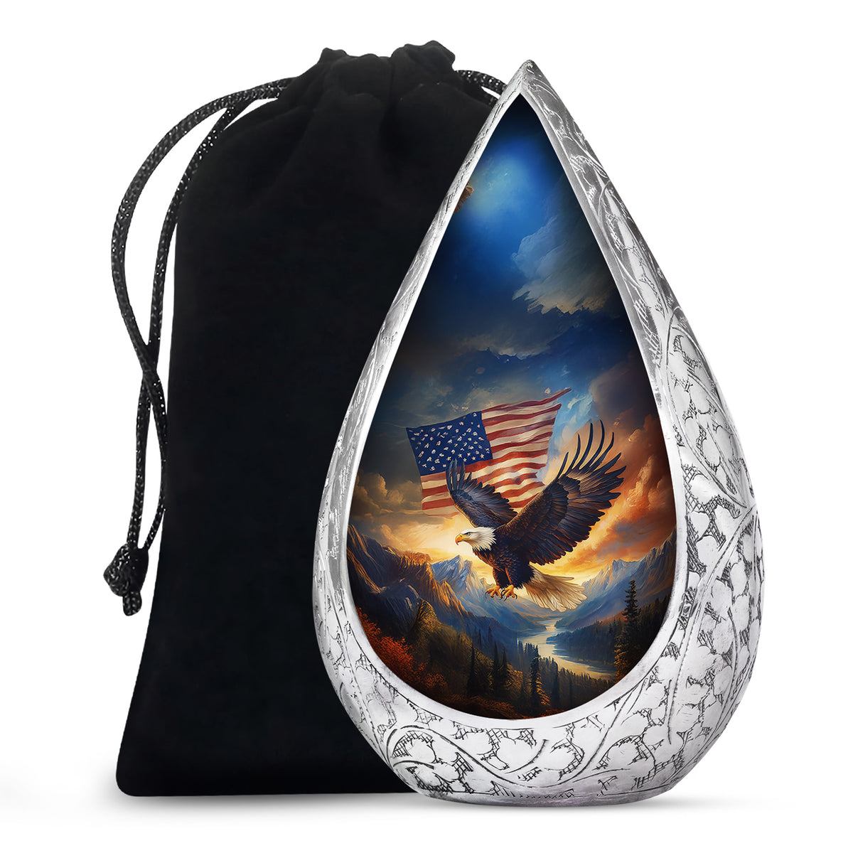 Military Memorial Urn - Bald Eagle Memorial Urn For Loved Ones