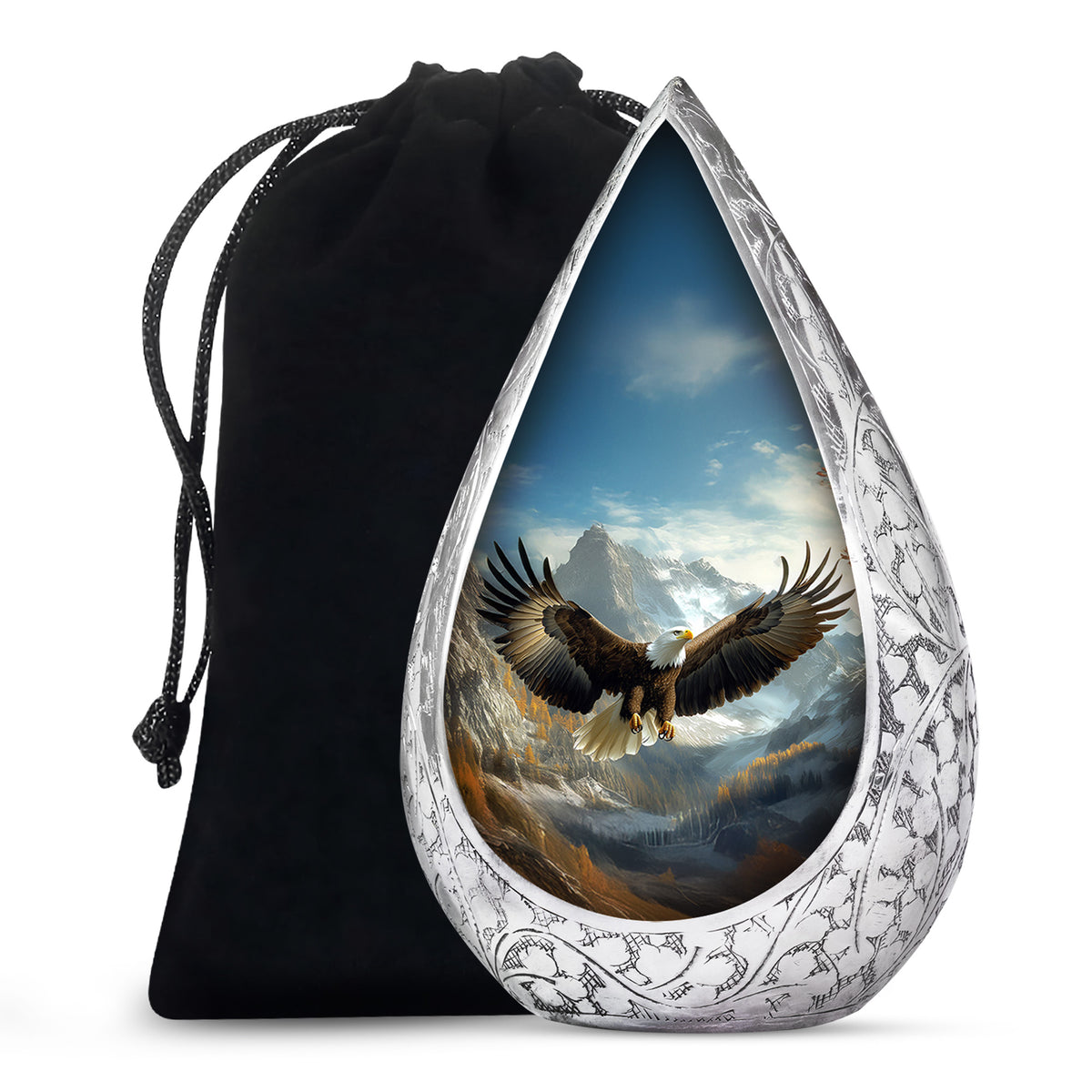 Majestic Eagle Cremation Urn - Scenic Mountain Memorial Urn For Burial