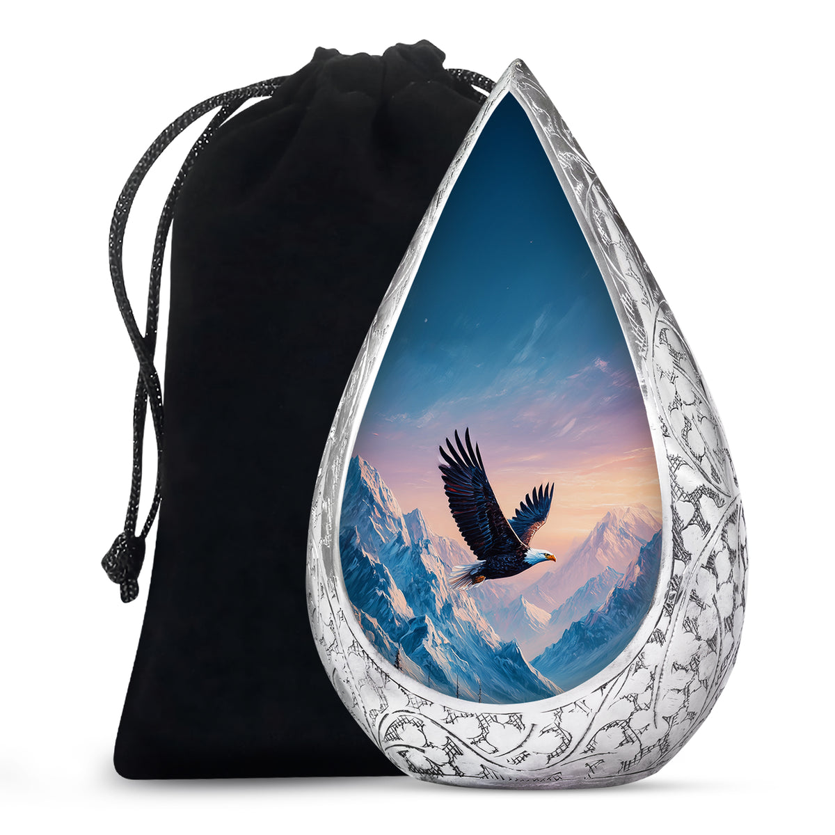 Bald Eagle Memorial Urn - Beautiful Snow Mountain Cremation Urn For Loved Ones