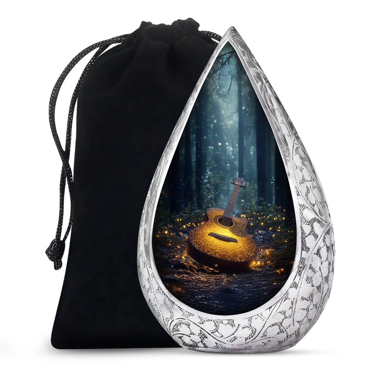 Gloden Guitar Memorial Urn - Premium Cremation Urn For Loved One Ashes