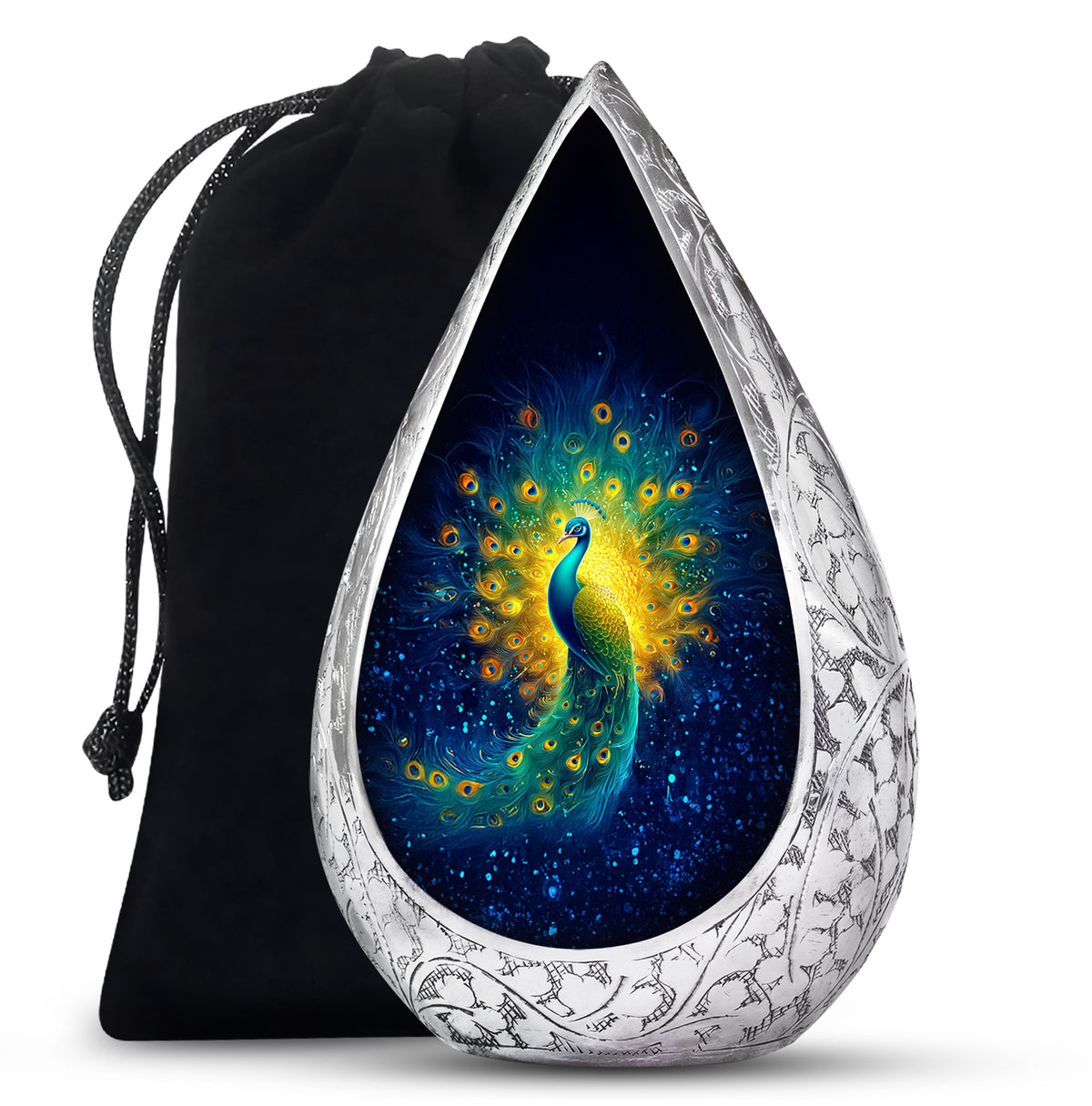Peacock Cremation Urn - Galaxy Theme Funeral Urn For Adult Ashes