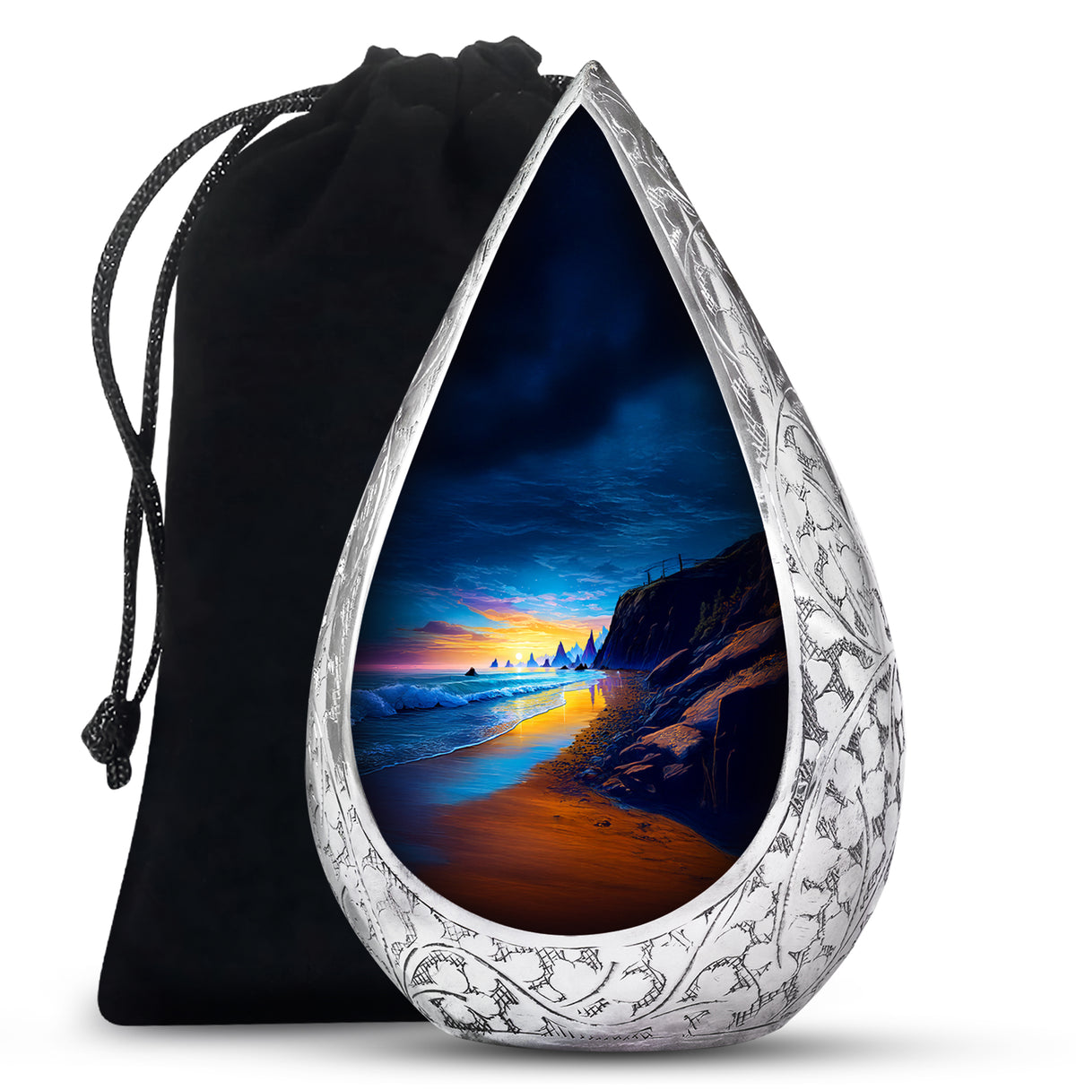 Coastal Sunset Landscape Urn – Ocean Cliff Cremation Urn For Burial