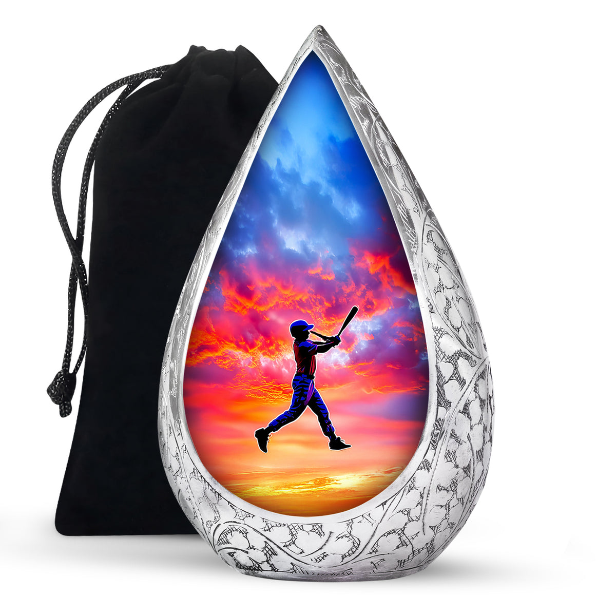 Sunset Baseball Player Urn - Cremation Urn For Human Ashes