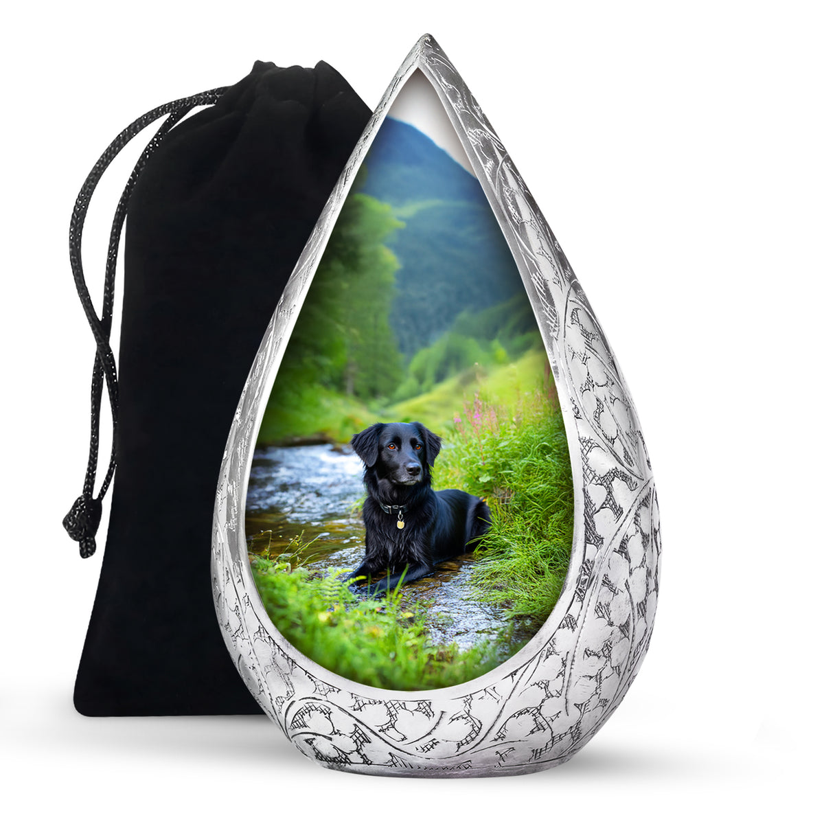 Black Dog Cremation Urn - Beautiful Peaceful Tribute For Loved Ones