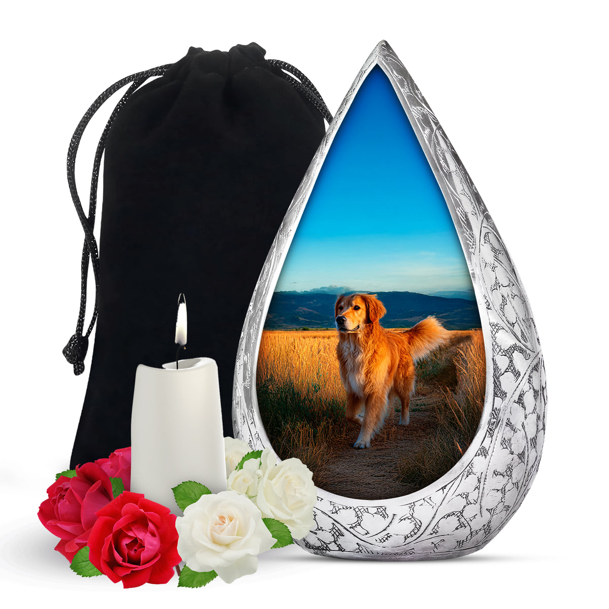 Golden Retriever Cremation Urn For Burial - Goldenfield Funeral Ashes Urn For Pet