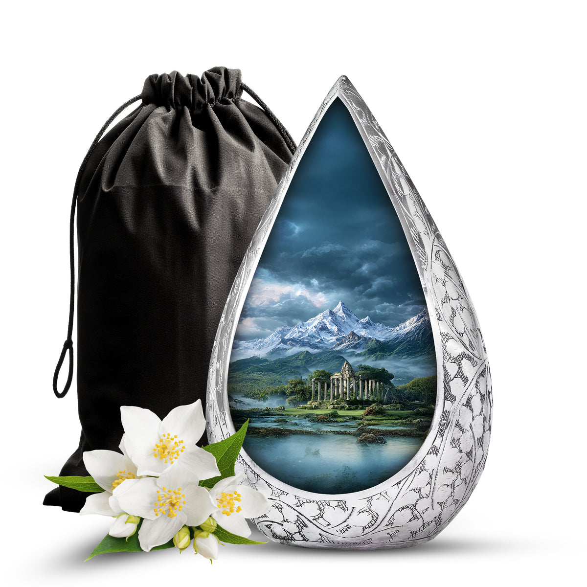 Snow Mountain Cremation Urn - Scenic Memorial Urn For Human Ashes