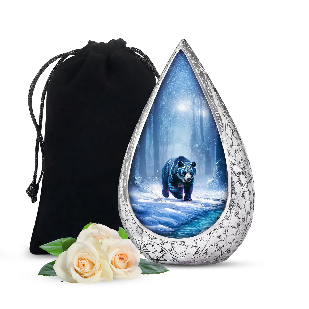 Arctic Bear Cremation Urn - Snow Forest Memorial Urn For Burial