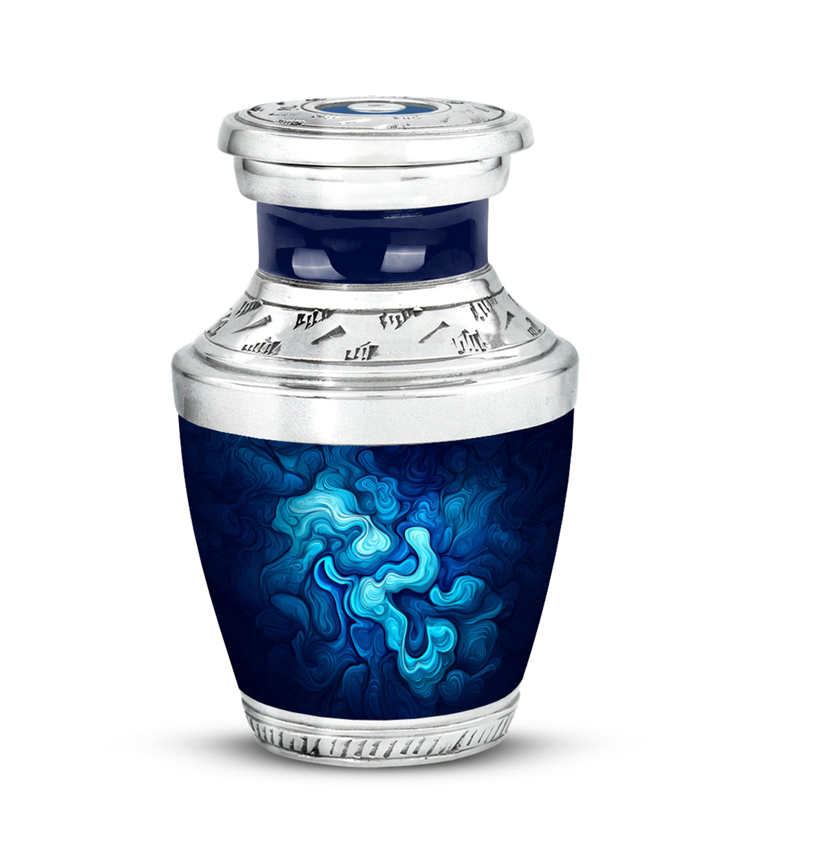 Personalized Blue Cremation Urns - Tranquil Blue 10-inch, 200 cu in - Karyliz