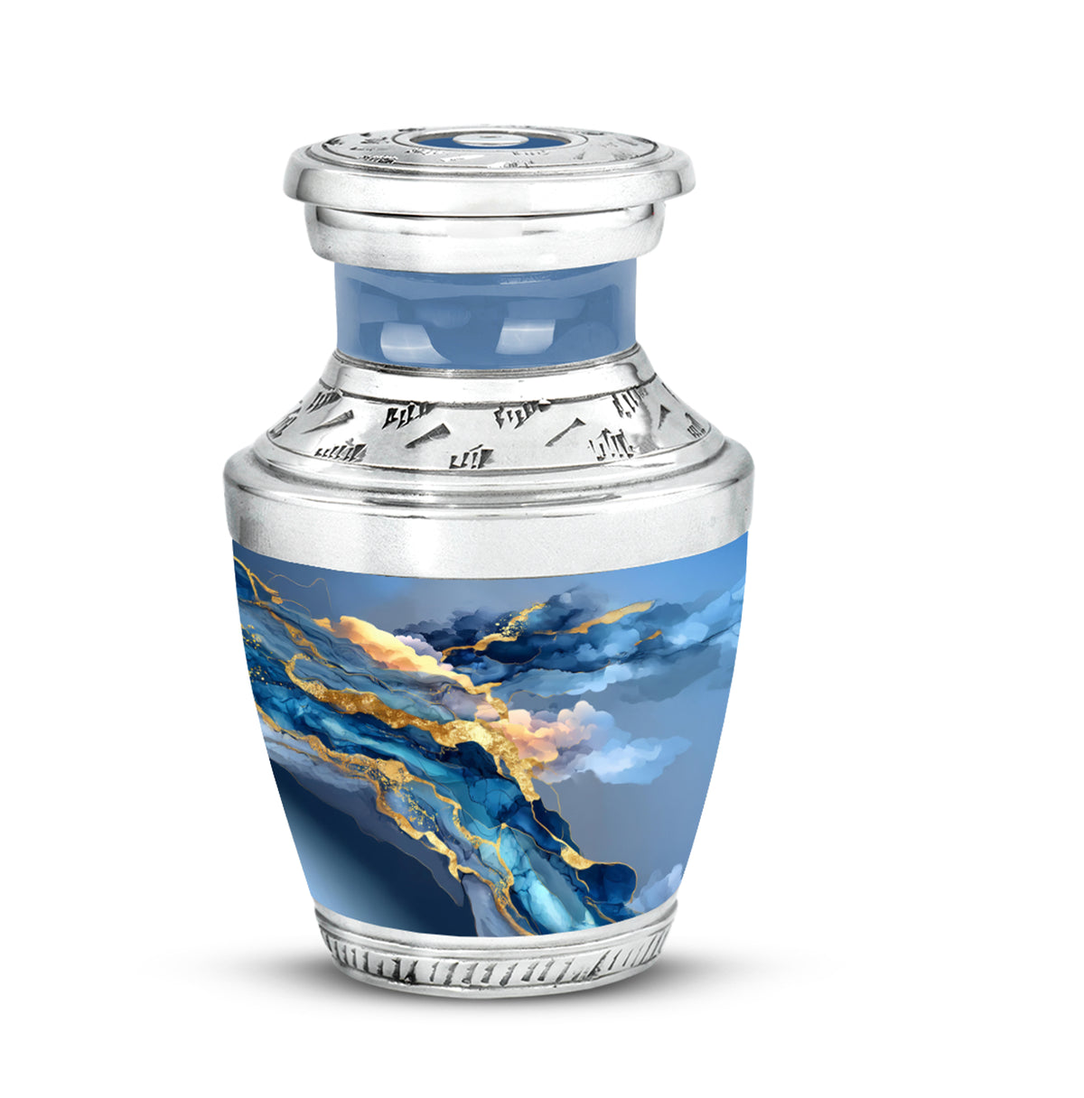 Graceful Blue Blue Sanctuary Urn for Human Ashes - 10-inch, 200 cu in - Karyliz