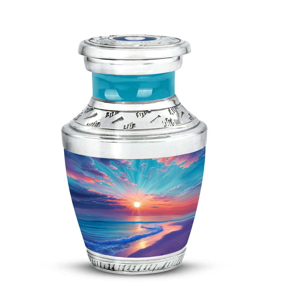 Harmonious Beach Cremation Urns for Human Ashes - Teal 10-inch - Yatskia