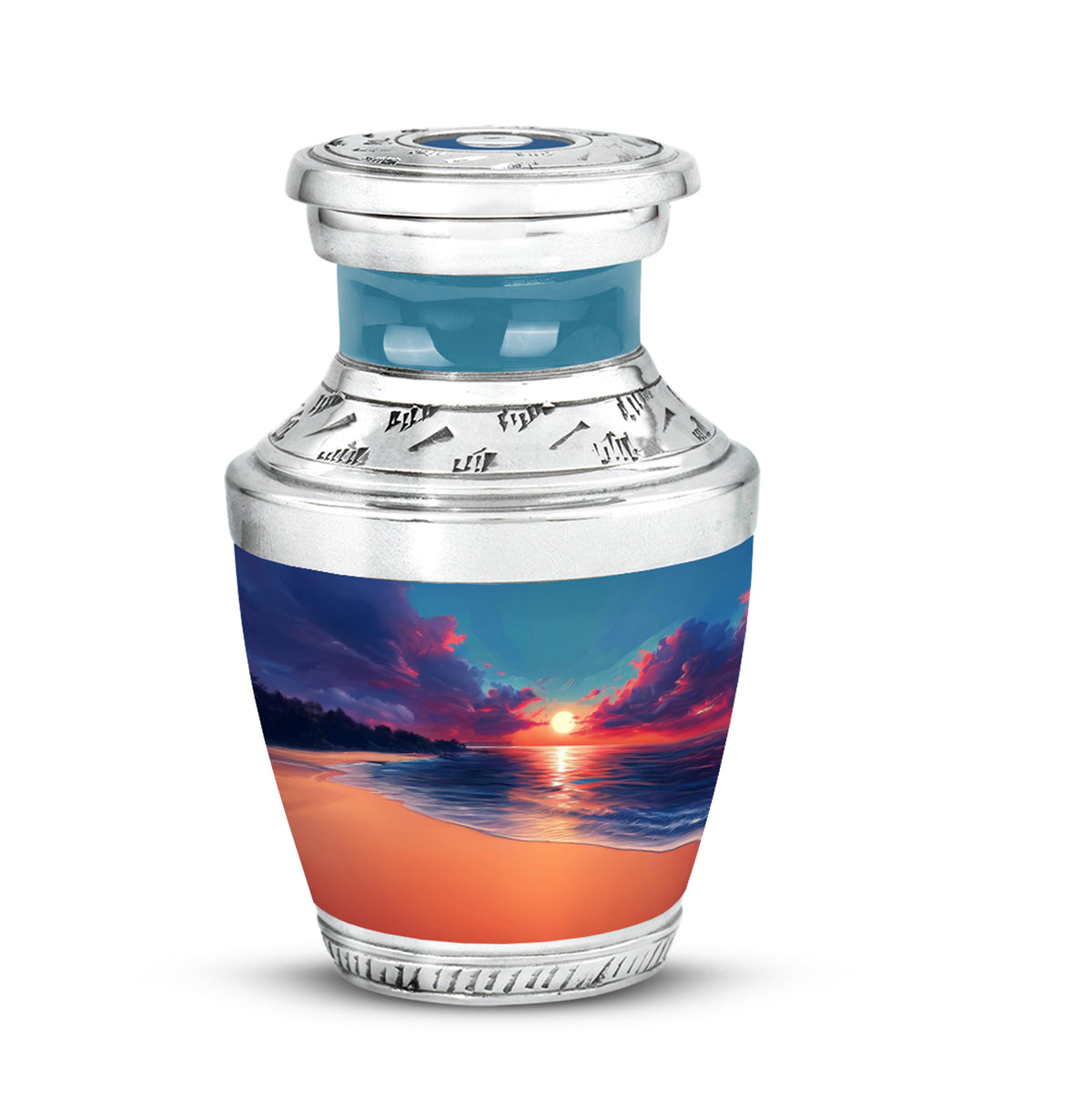 Dignified Blue Beach Cremation Urn for Ashes - 10-inch, 200 cu in - Yatskia
