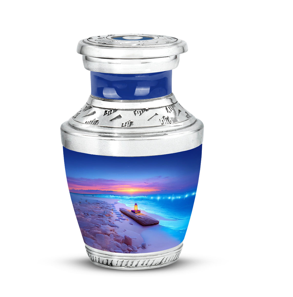 Radiant Beach Memorial Cremation Urns - Blue 10-inch, 200 cu in - Yatskia