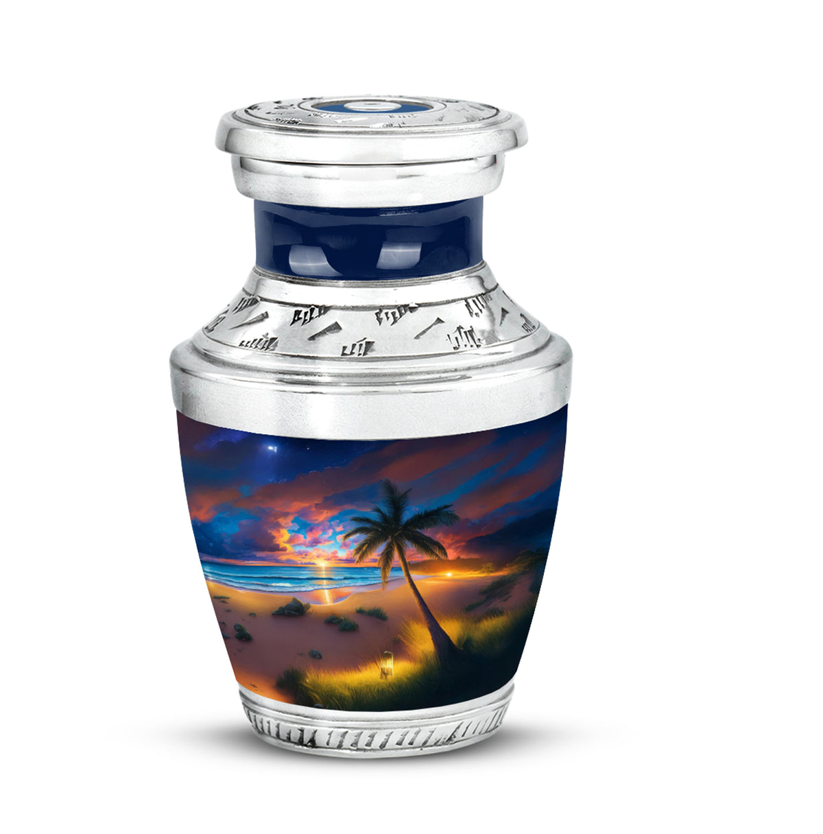 Resplendent Blue Beach Cremation Urn for Ashes - 10-inch, 200 cu in - Yatskia