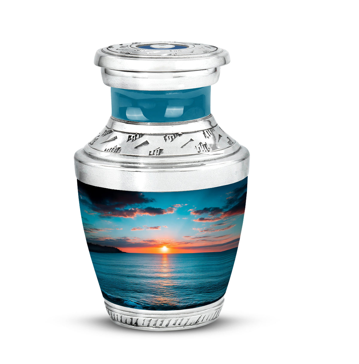 Personalized Teal Sovereign Beach Cremation Urns for Human Ashes - 10-inch, 200 cu in - Yatskia