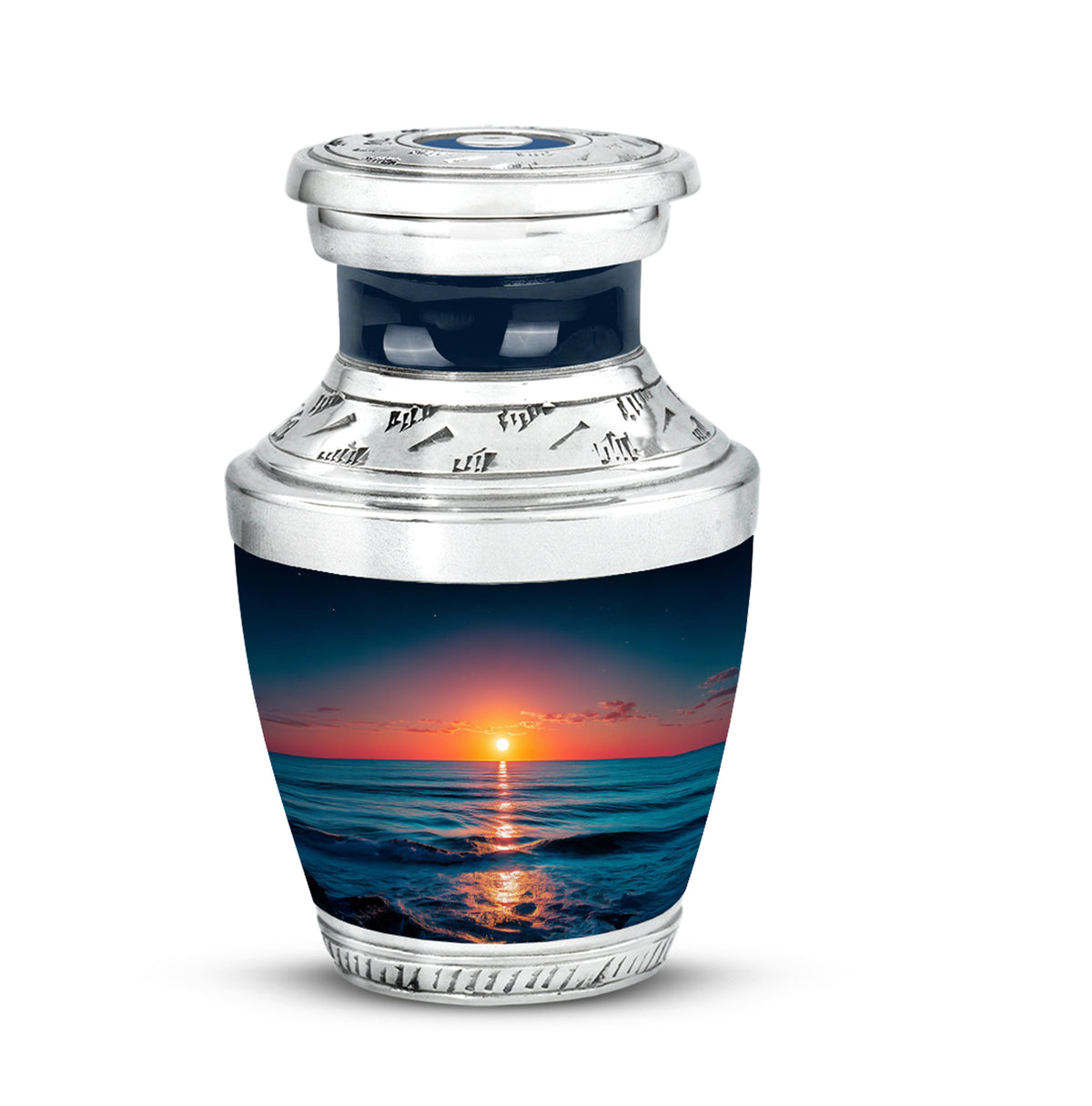 Inspiring Blue Beach Commemoration Urn for Human Ashes - 10-inch, 200 cu in - Yatskia