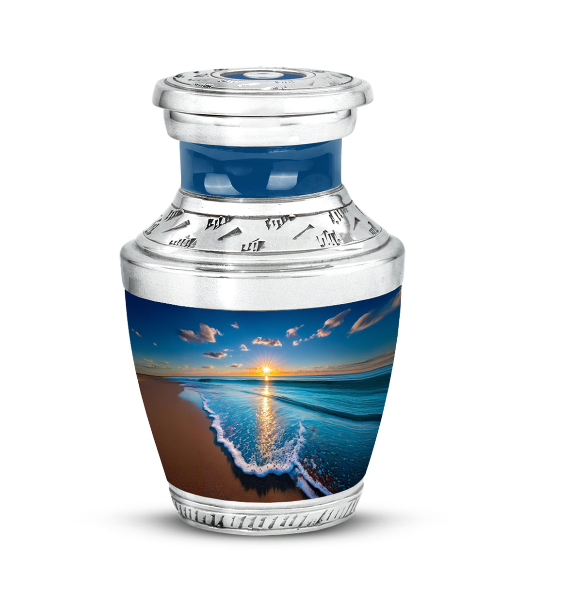 Personalized Elegant Beach Cremation Urns - Blue 10-inch, 200 cu in - Yatskia