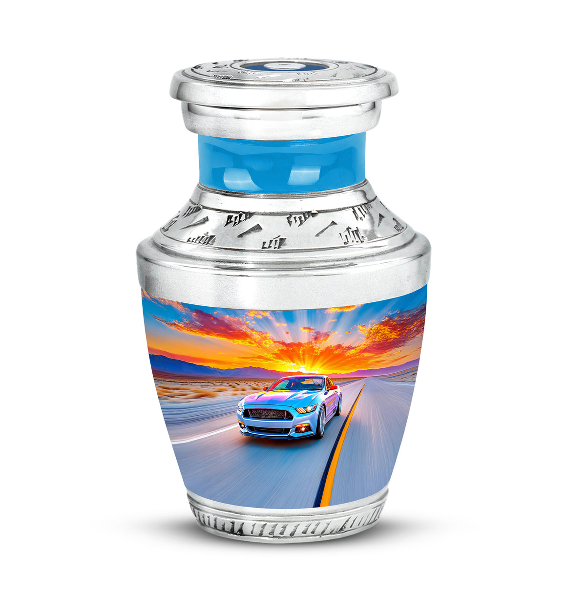 Personalized Seraphic Car Cremation Urns - Blue 10-inch, 200 cu in - Karyliz