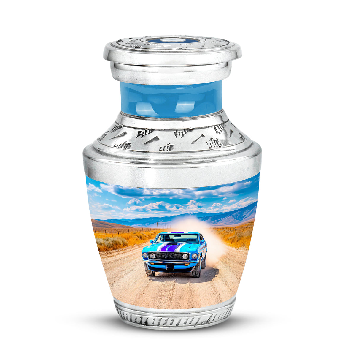 Blue Car Embrace Cremation Urns for Human Ashes - 10-inch, 200 cu in - Karyliz
