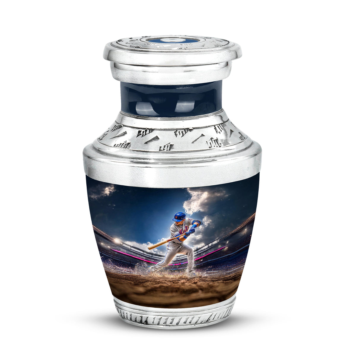 Dignified Blue Baseball Cremation Urn for Ashes - 10-inch, 200 cu in - Yatskia