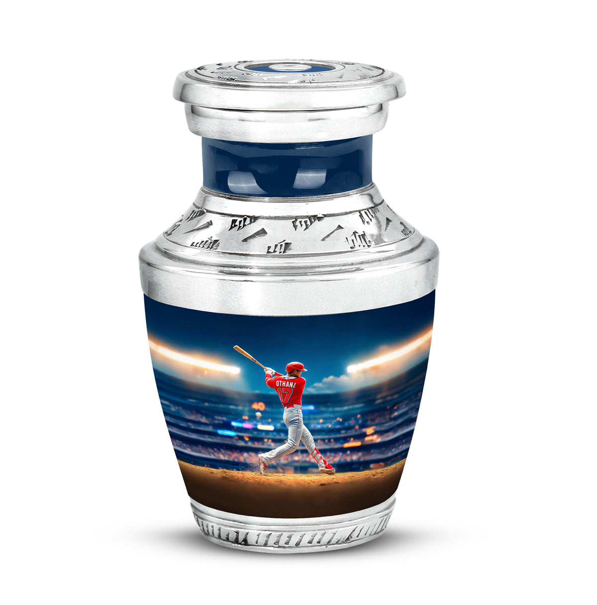 Blessed Baseball Cremation Urns for Human Ashes - Blue 10-inch - Yatskia