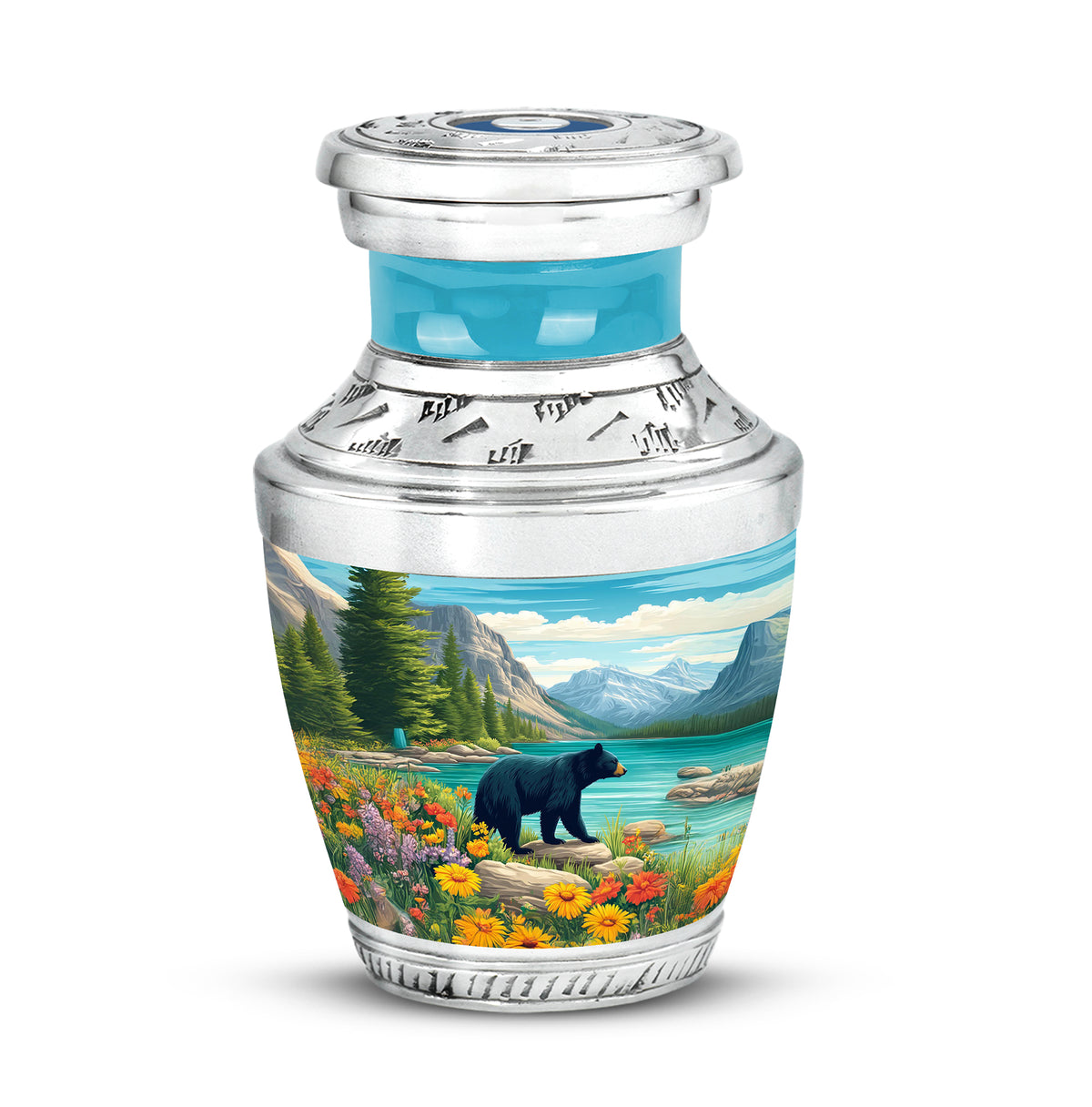 Distinguished Teal Bear Cremation Urn for Ashes - 10-inch, 200 cu in - Yatskia
