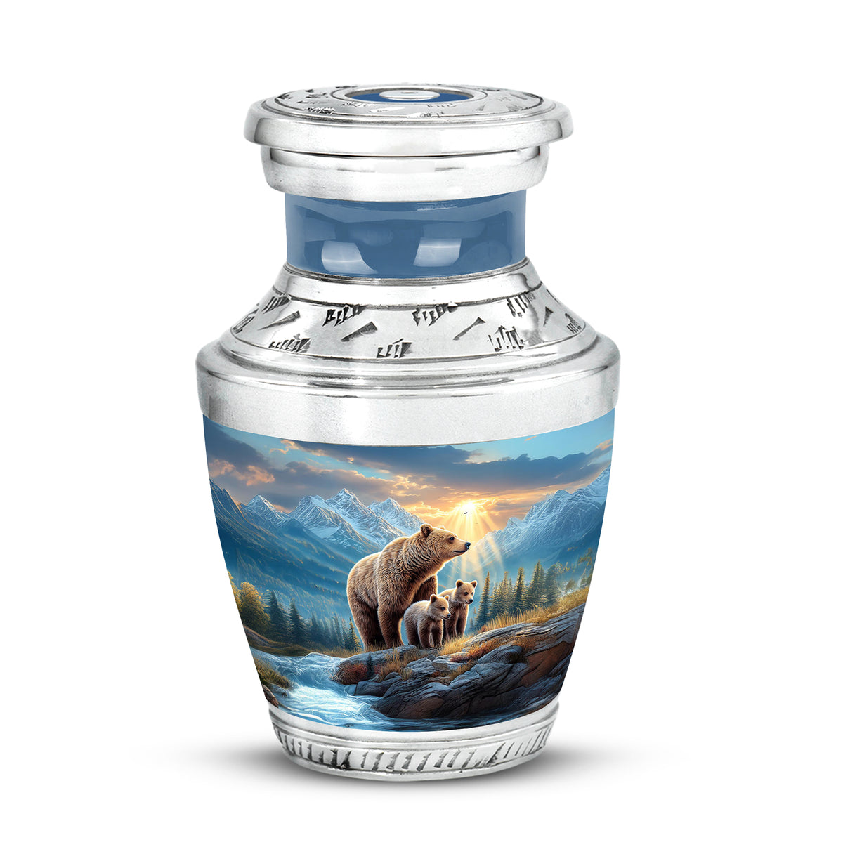 Harmonious Bear Cremation Urns for Human Ashes - Blue 10-inch - Yatskia