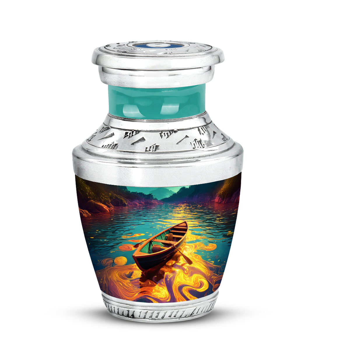Personalized Teal Boat Cremation Urns for Ashes - Majestic 10-inch - Karyliz