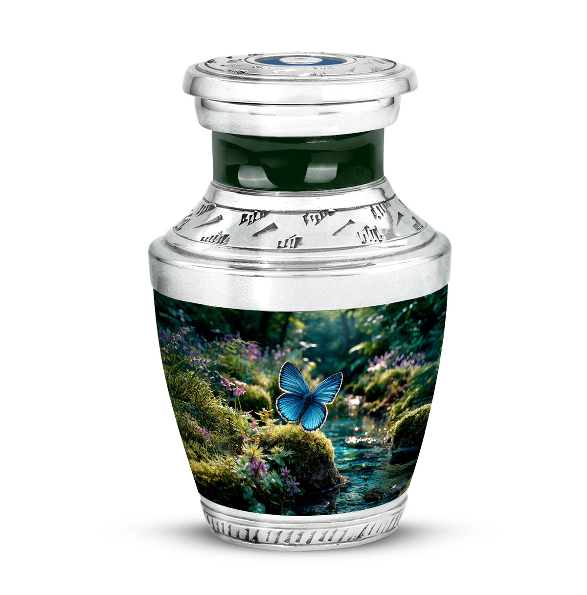 Green Butterfly Dedication Cremation Urns for Human Ashes - 10-inch, 200 cu in - Karyliz